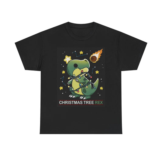 Christmas Tree Rex Graphic T Shirt Unisex Heavy Cotton Tee
