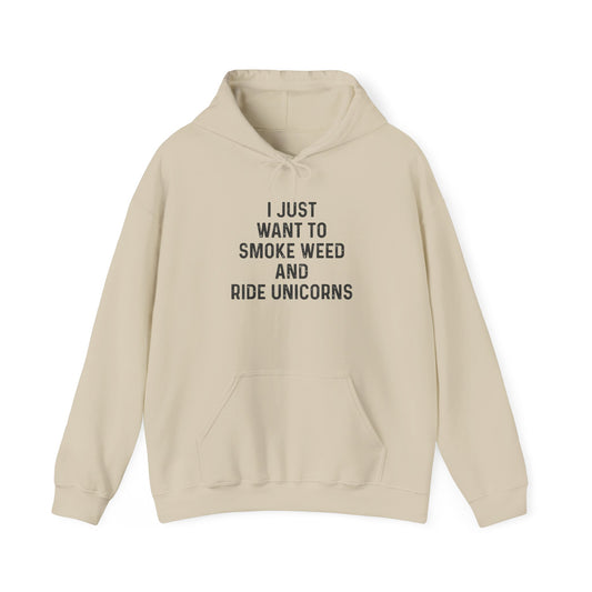 Smoke Weed And Ride Unicorns Graphic Hoodie Unisex Heavy Blend Hooded Sweatshirt