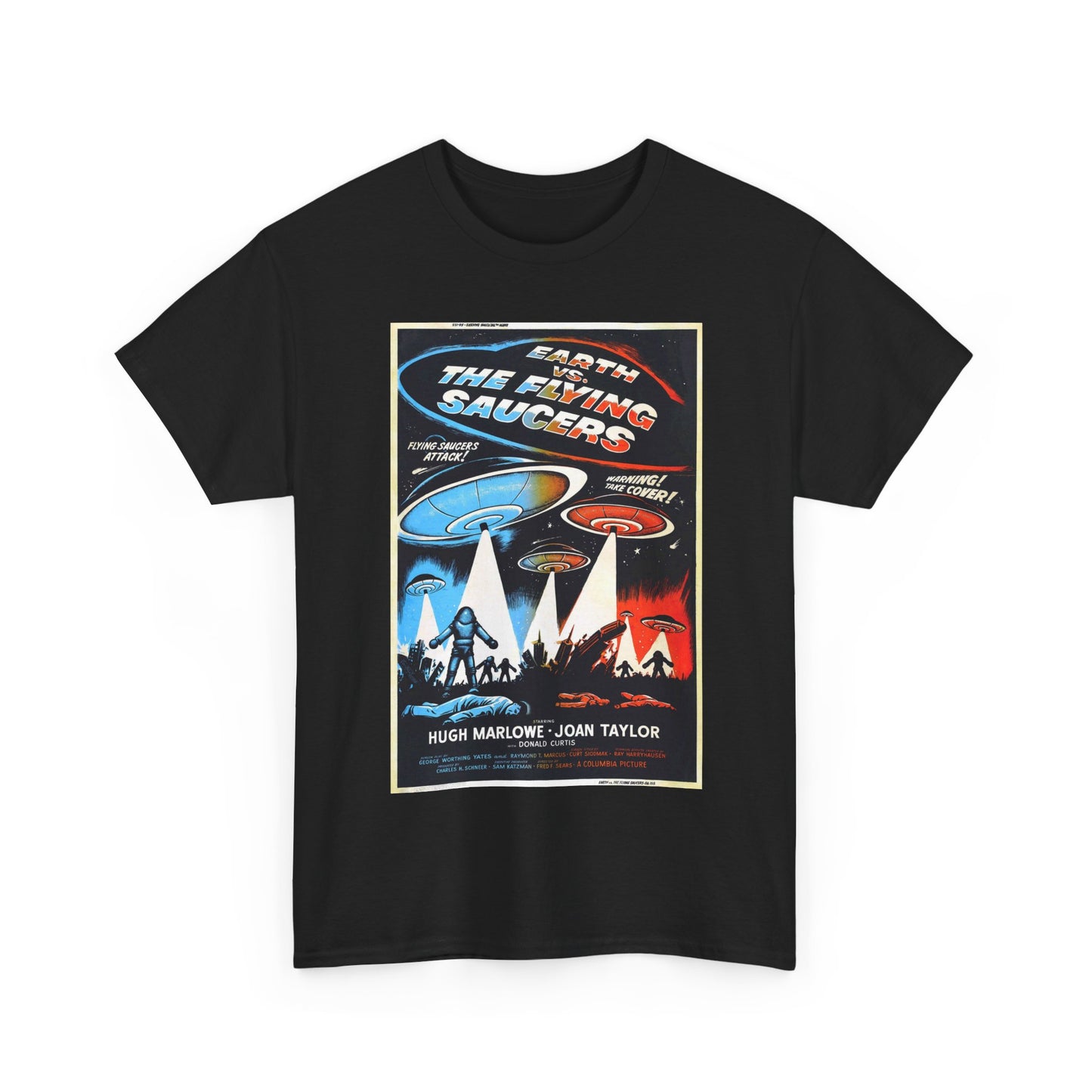 Earth vs Flying Saucers Tshirt Vintage Movie Poster Unisex Heavy Cotton Tee