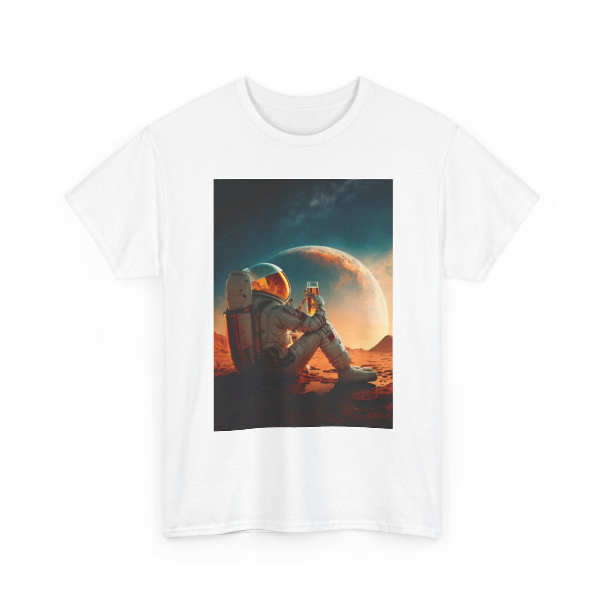 Beers In Space Graphic T Shirt Funny Bar Gift Astronaut Unisex Heavy Cotton Tee