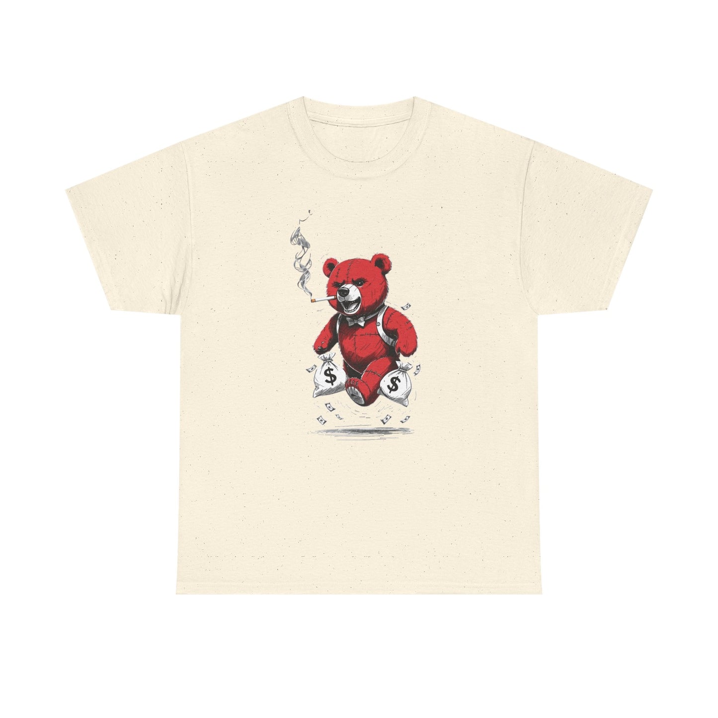Money Bags Teddy Bear Smoking Graphic T Shirt NEW Unisex Heavy Cotton Tee