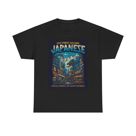 Japanese Tokyo Street Culture Graphic T Shirt Godzilla Unisex Heavy Cotton Tee