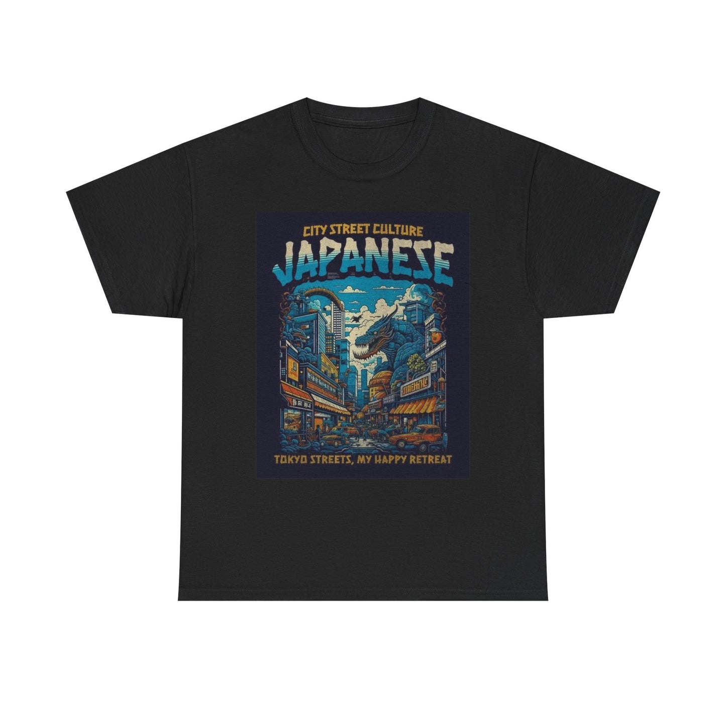 Japanese Tokyo Street Culture Graphic T Shirt Godzilla Unisex Heavy Cotton Tee