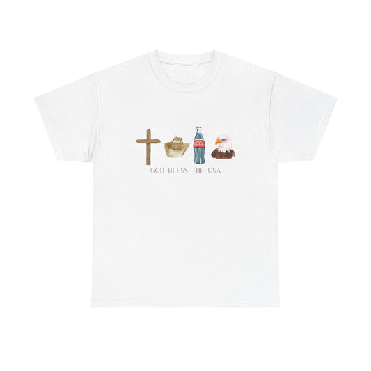 God Bless The USA T Shirt Graphic Men's Heavy Cotton Tee