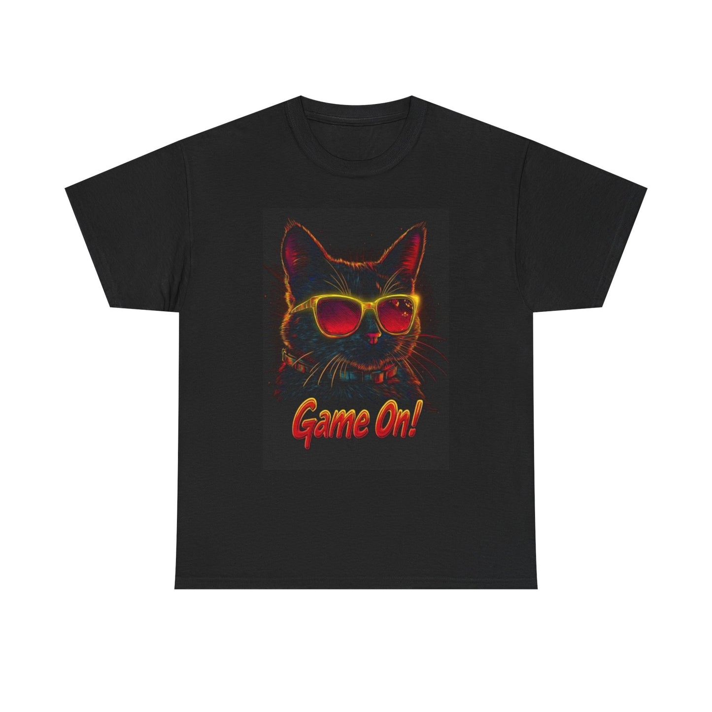 Game On T Shirt Funny Cat Graphic Kittens Funny Unisex Heavy Cotton Tee