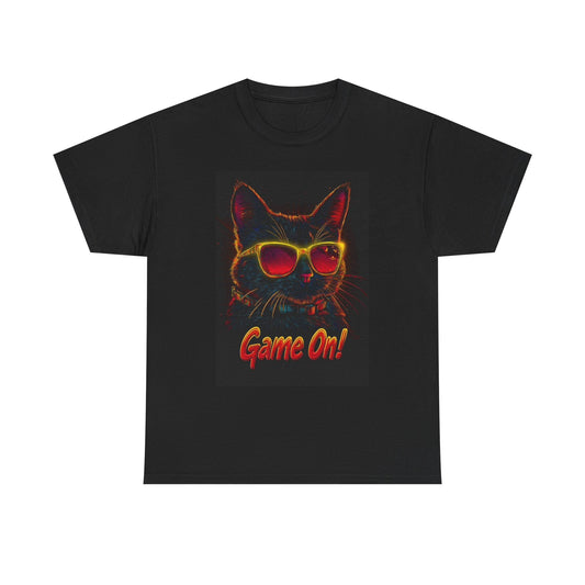 Game On T Shirt Funny Cat Graphic Kittens Funny Unisex Heavy Cotton Tee