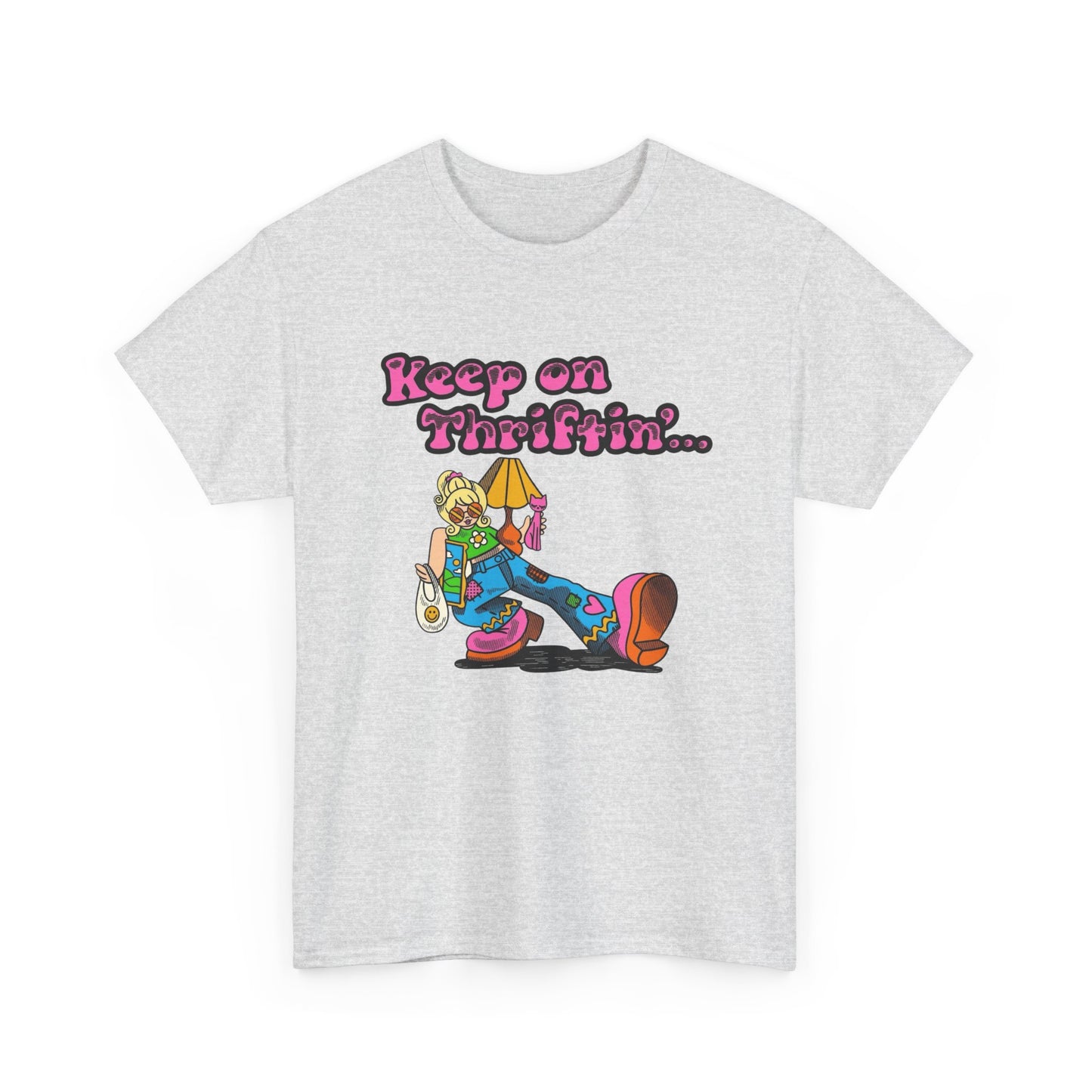 Keep On Thrifting Funny Graphic T Shirt NEW Vintage Unisex Heavy Cotton Tee