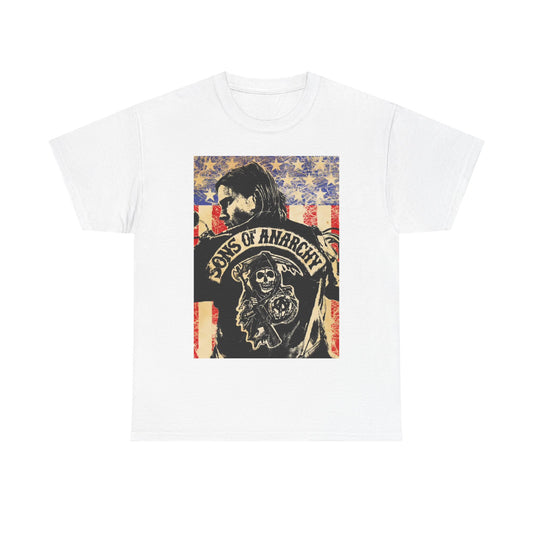 Sons Of Anarchy Tshirt American Flag Biker California Unisex Heavy Cotton Tee