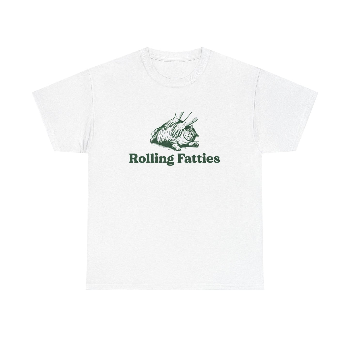 Rolling Fatties Funny Cat Graphic T Shirt Unisex Heavy Cotton Tee BRAND NEW
