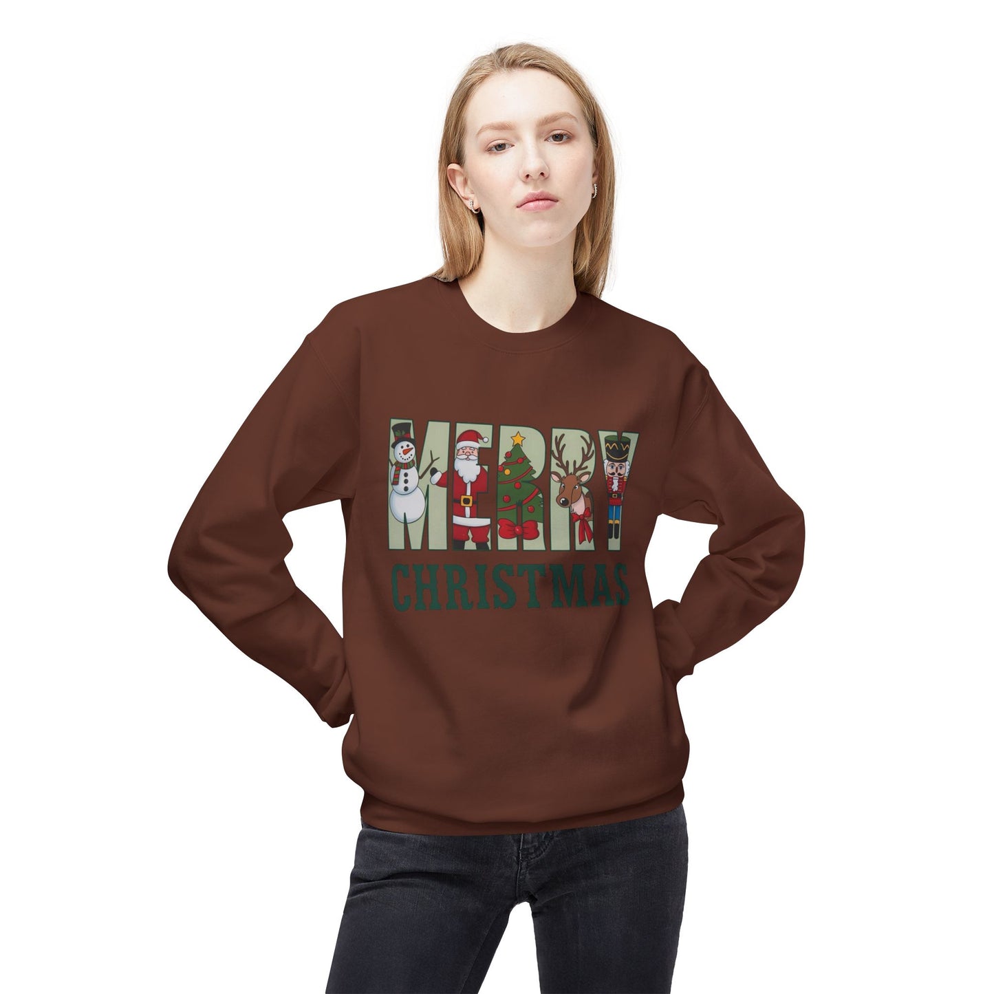 Merry Christmas Snowman Sweater NEW Unisex Fleece Crewneck Sweatshirt