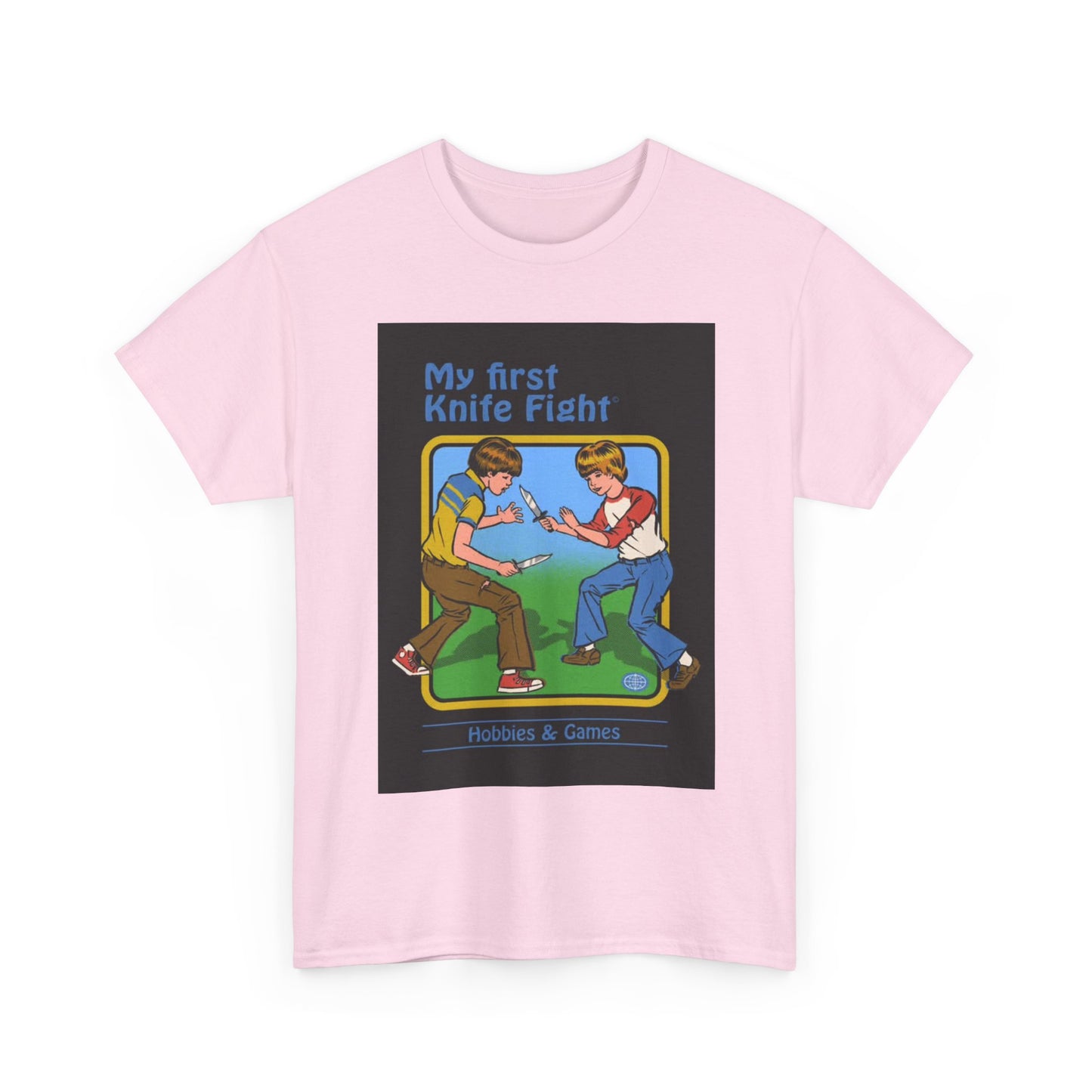 My First Knife Fight Tshirt Funny Kids Poster Retro 70s Unisex Heavy Cotton Tee