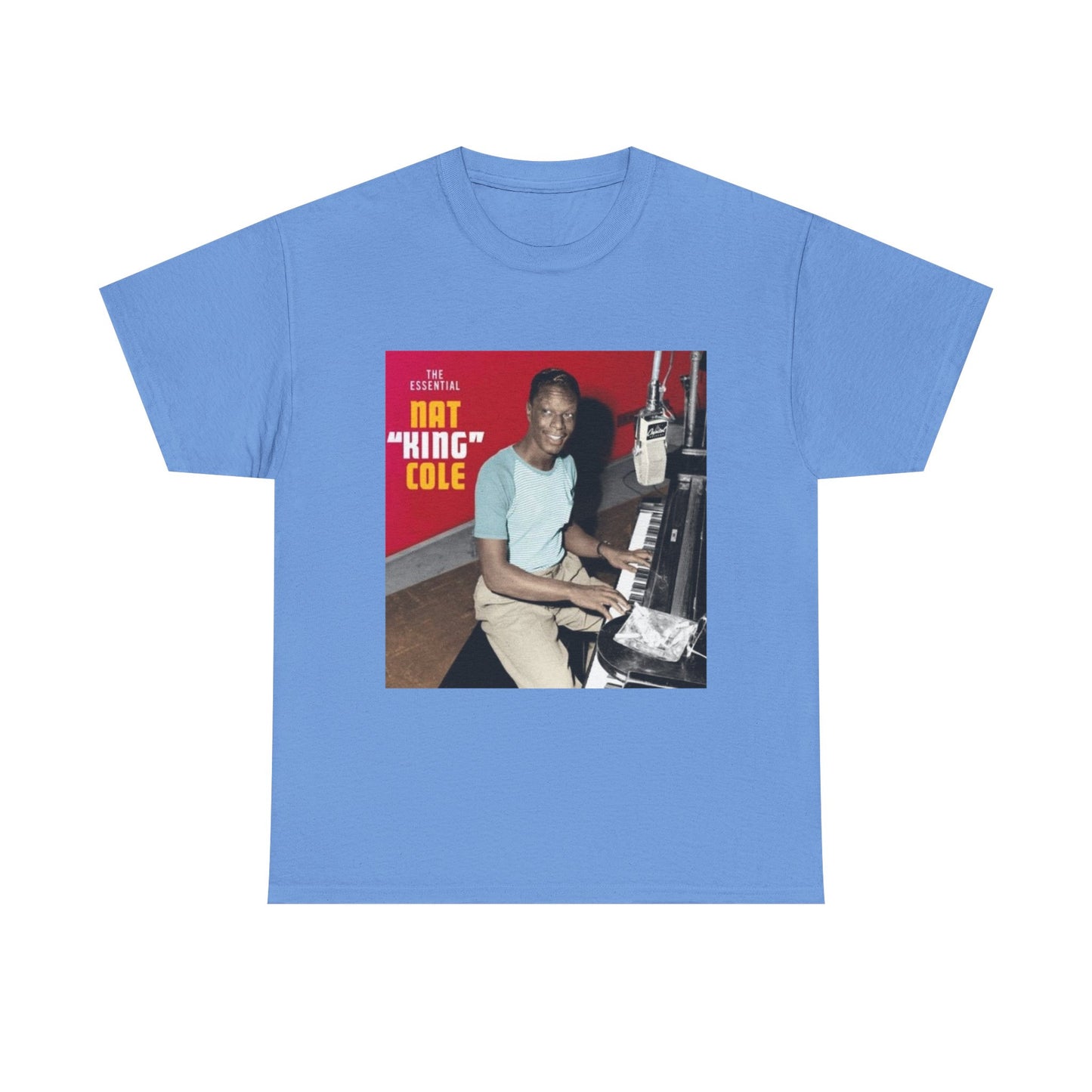 Nat King Cole Tshirt Vintage Piano Concert Poster retro Unisex Heavy Cotton Tee
