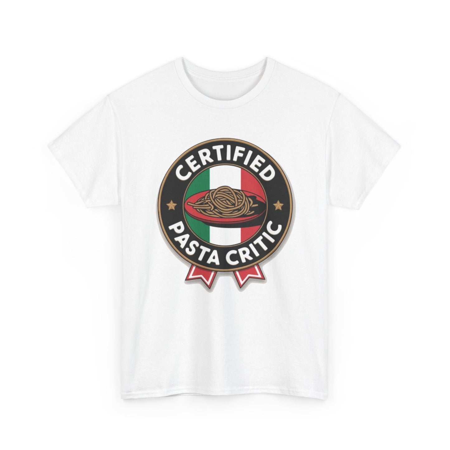 Certified Pasta Critic Graphic T Shirt Funny Italian Jokes Unisex Heavy Cotton