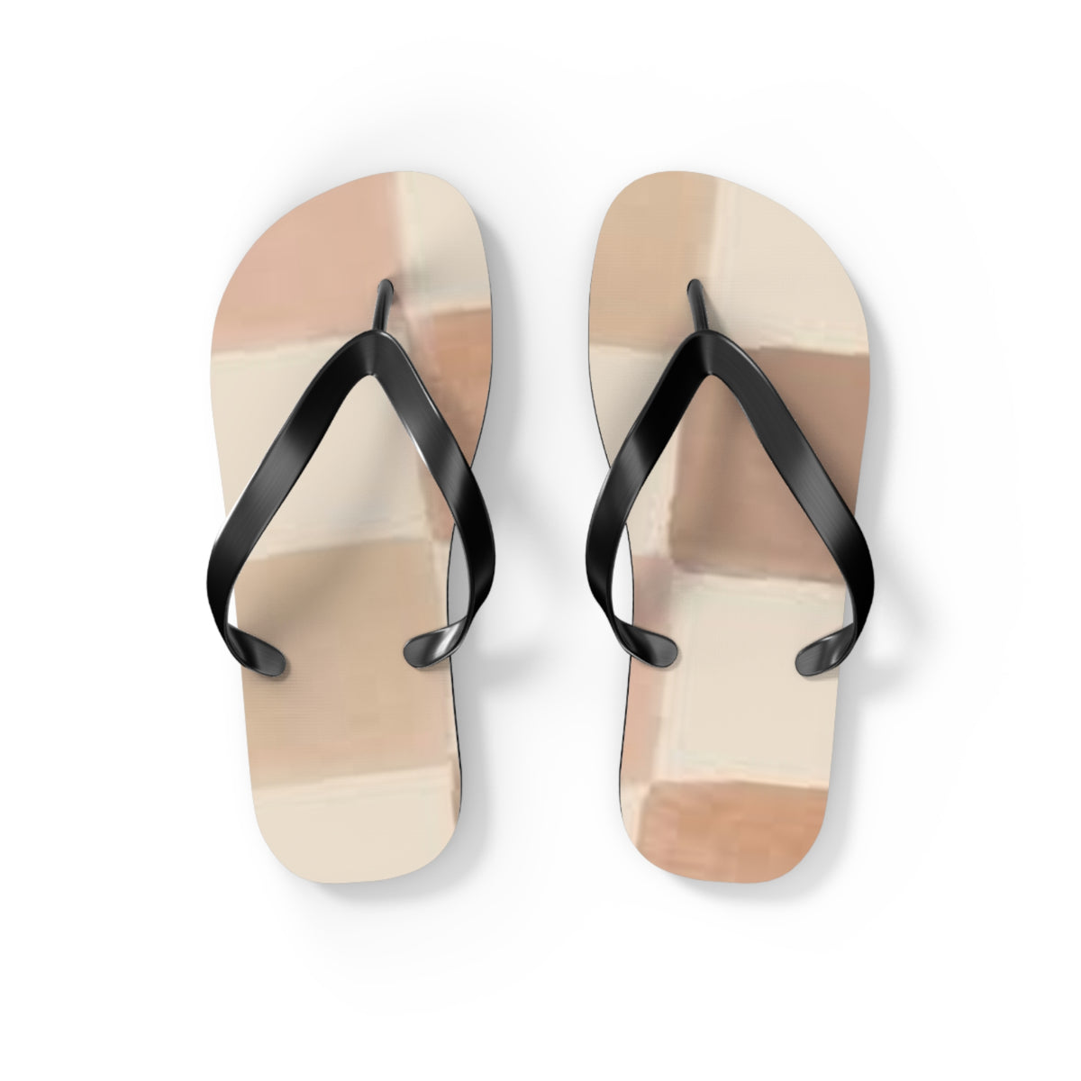 Tan Checkered Sandals, Beach Shoes, Vacation Flip Flops, Pool Slides