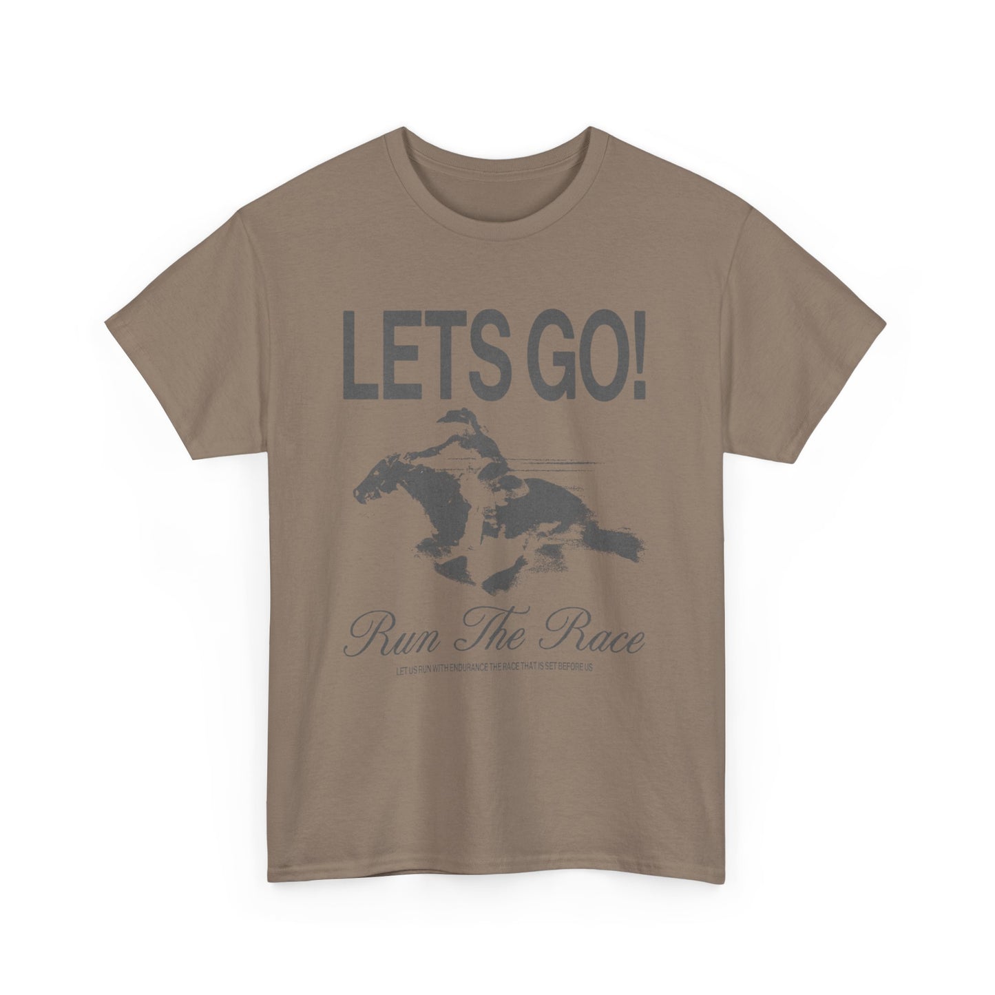 Lets Go Run The Race Graphic T Shirt ADULT NEW