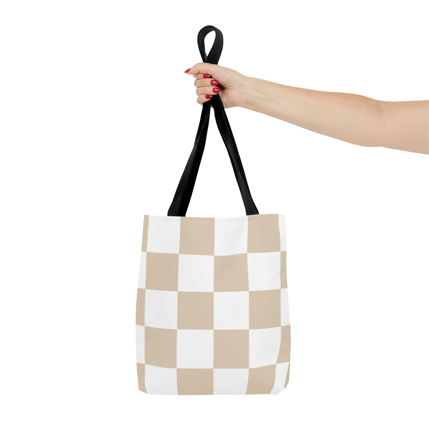 Tan Checkered All Over Print BRAND NEW Purse - Pocketbook - Travel Tote Bag