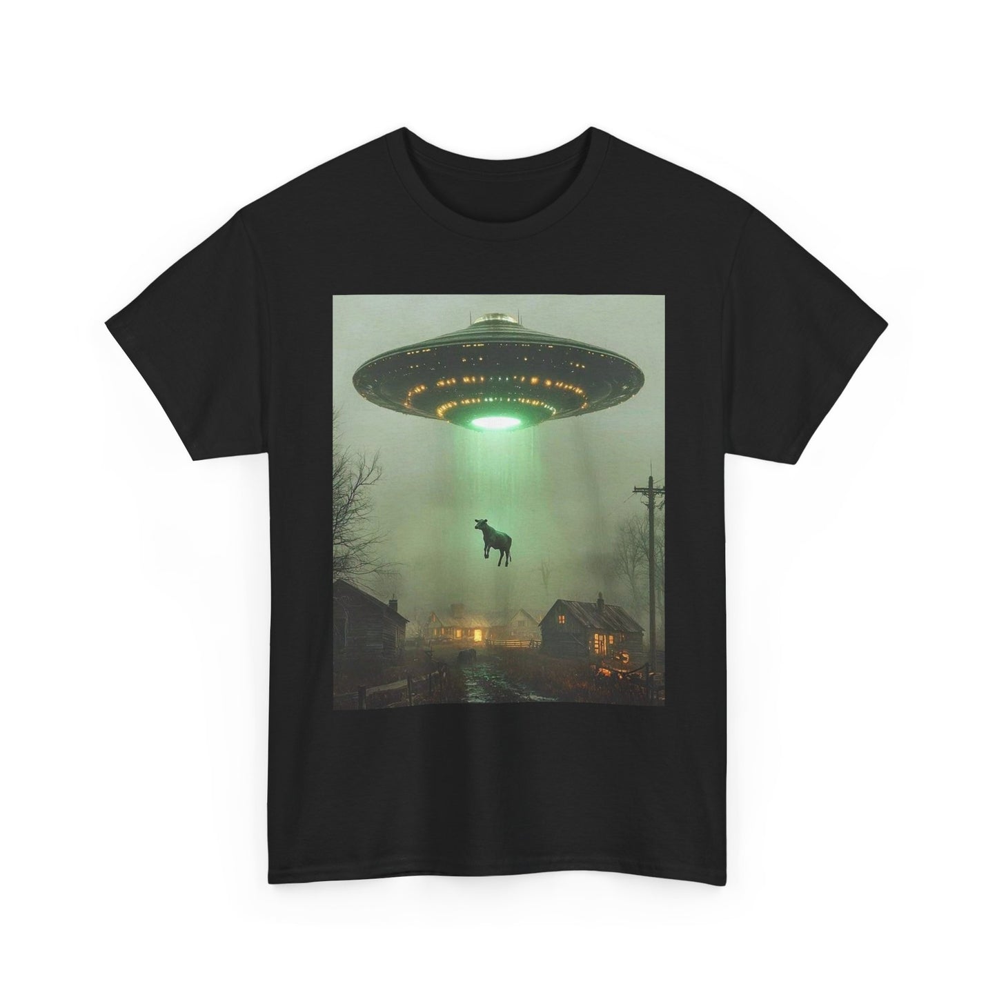 Alien Abduction Graphic T Shirt UFO Unisex Heavy Cotton Tee