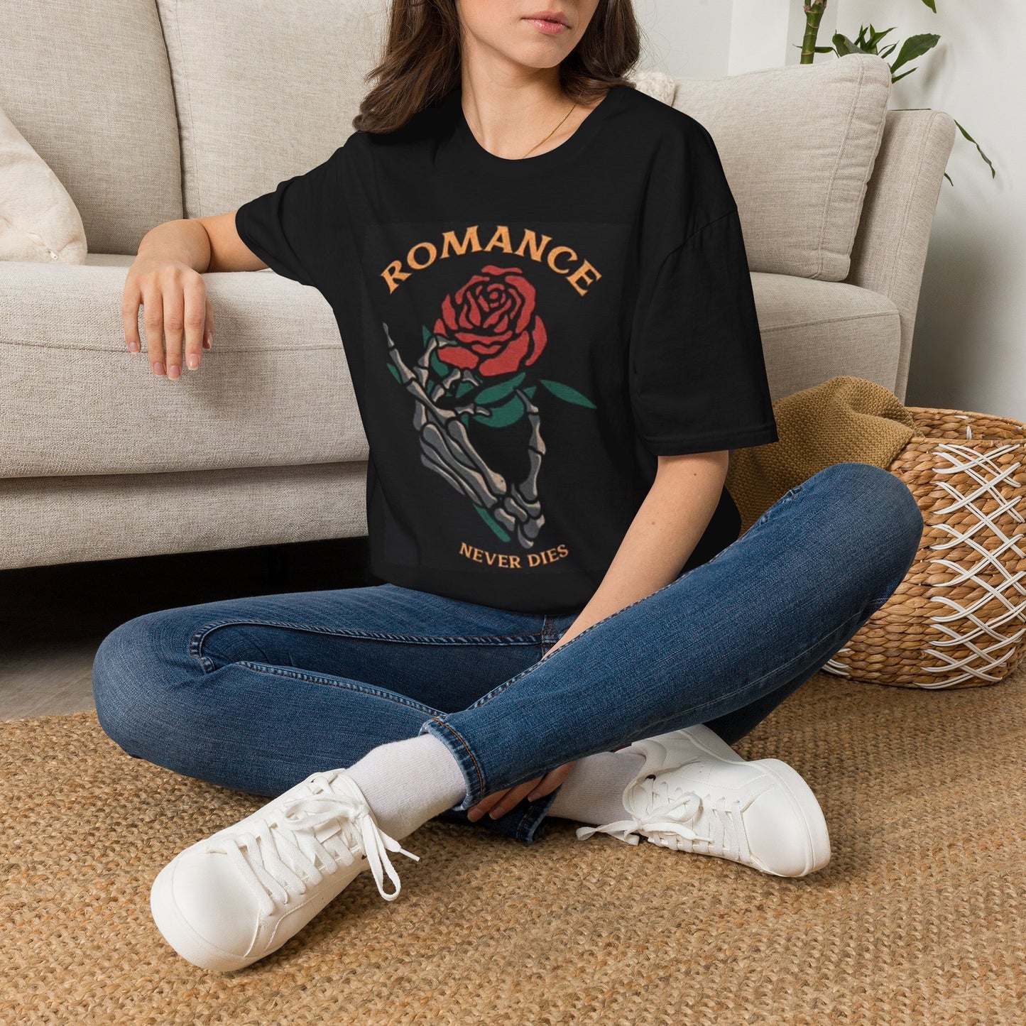 Romance Never Dies Graphic T Shirt Vintage Roses Rock Unisex Softstyle T-Shirt