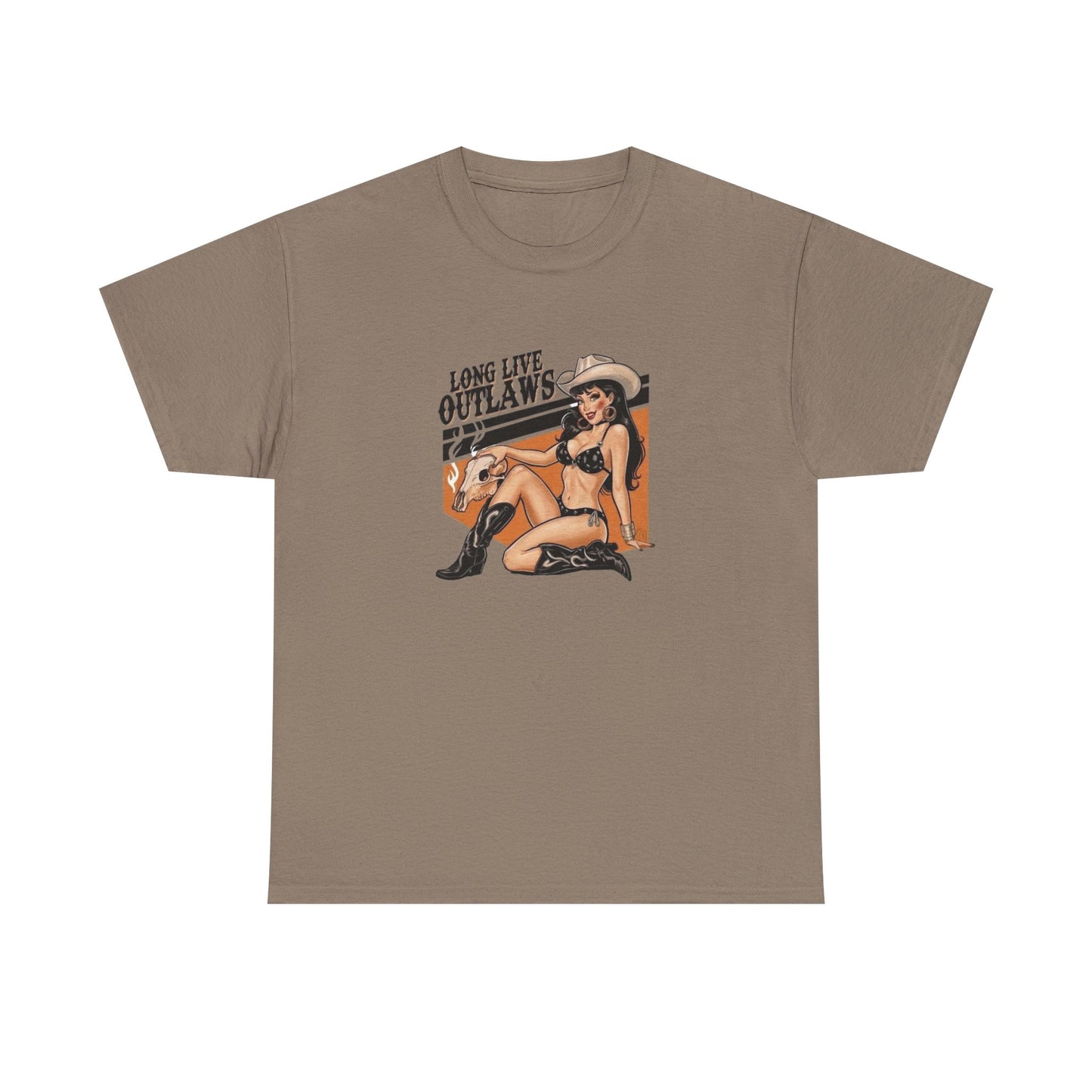 Long Live Outlaws Cowgirl Graphic T Shirt Unisex Heavy Cotton Tee GIFT NEW
