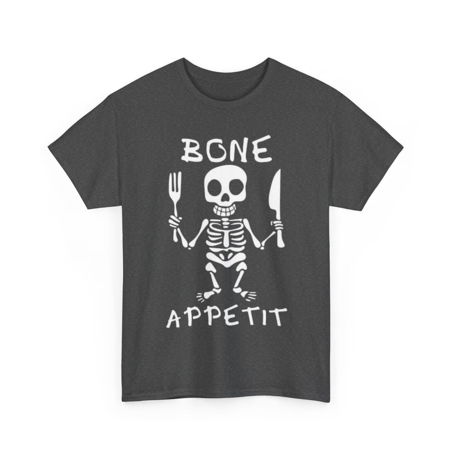 Bone Appetit Shirt Funny Comedy Jokes Skeleton Chef Sous Unisex Heavy Cotton Tee