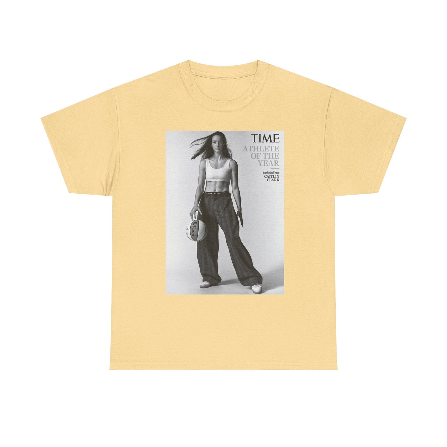 Caitlyn Clark Basketball Cover Graphic T Shirt S-5XL Unisex Heavy Cotton Tee