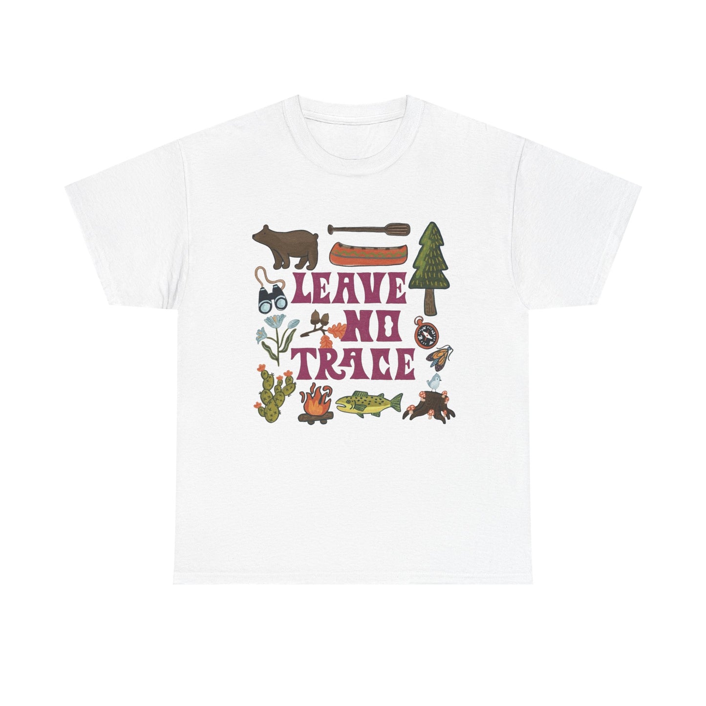 Leave No Trace Camping Retro Graphic T Shirt NEW Adult Tee