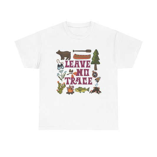 Leave No Trace Camping Retro Graphic T Shirt NEW Adult Tee