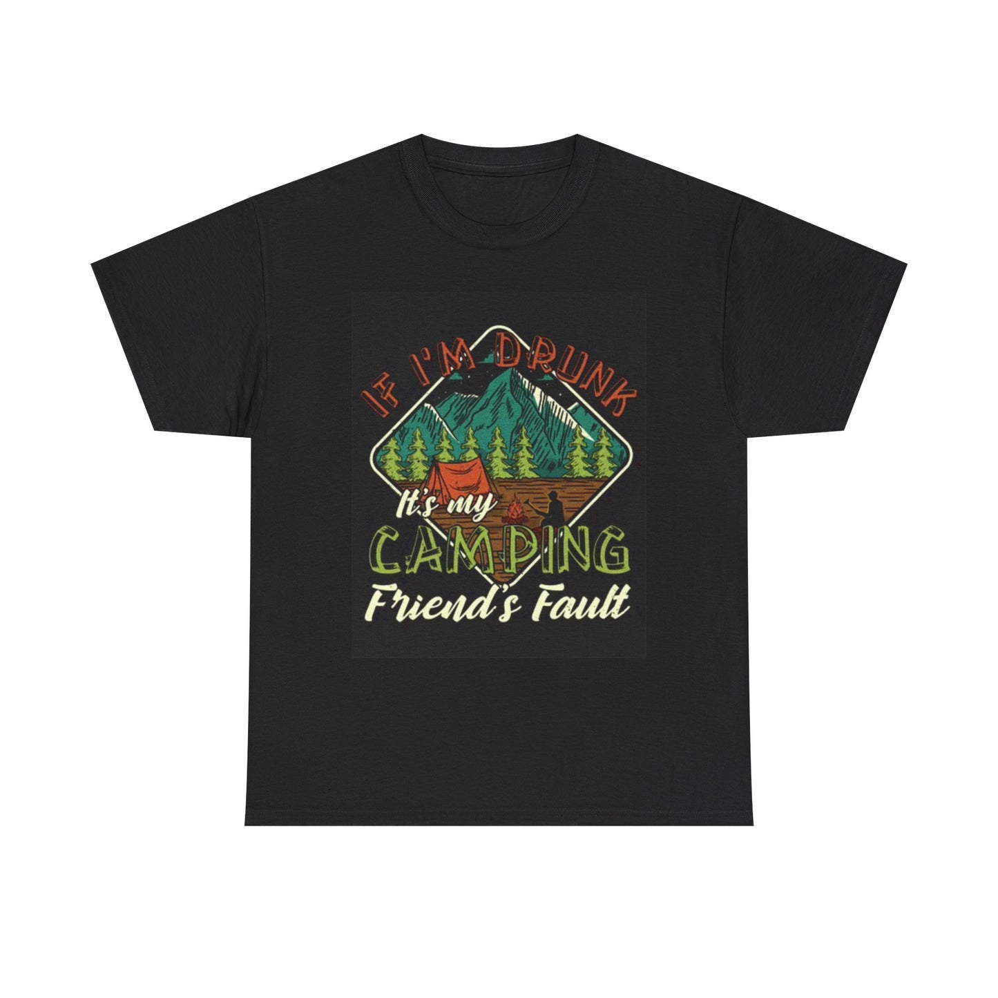 Drunk Camping Tshirt Funny Graphic outdoors Unisex Heavy Cotton Tee