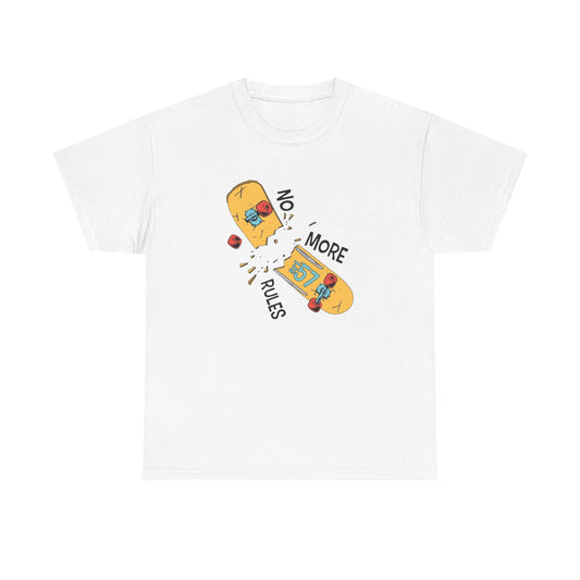 No More Rules Skateboarding Graphic T-Shirt Unisex Heavy Cotton Tee