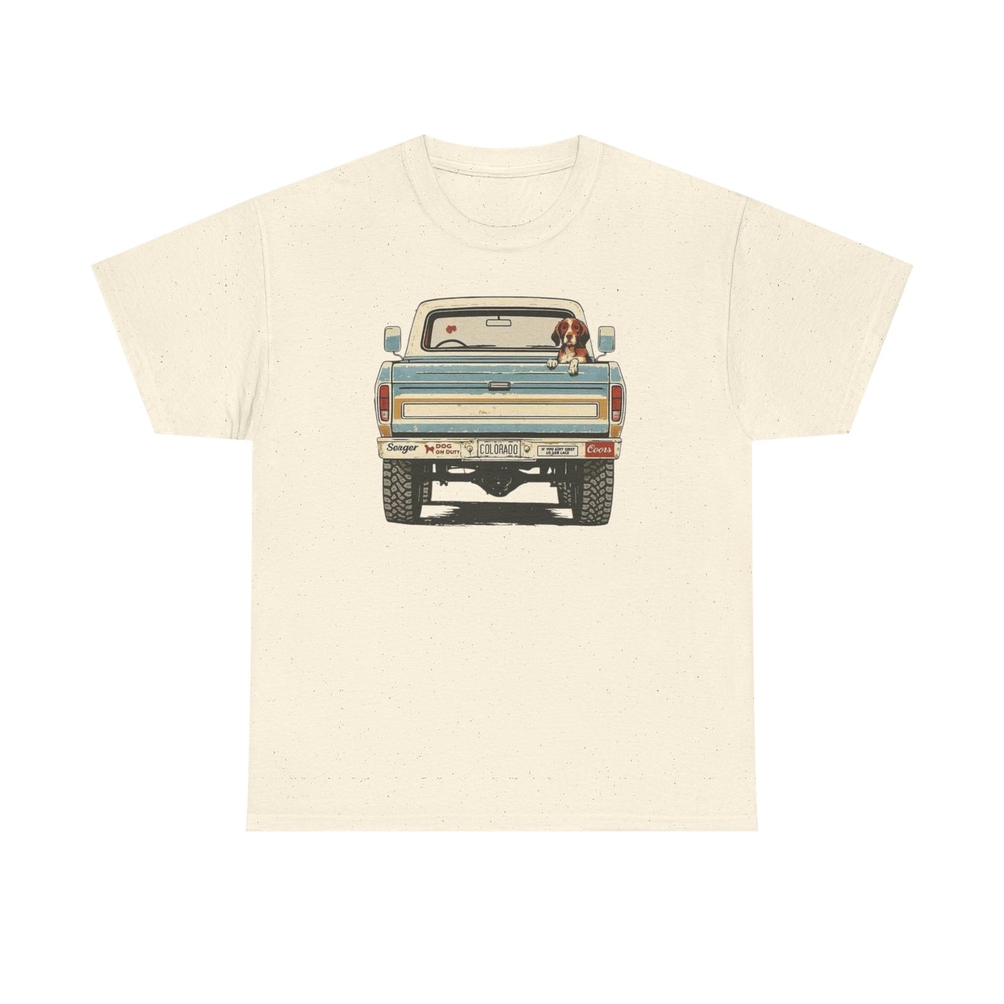 Mans Best Friend In Pickup Truck USA Graphic T Shirt NEW Unisex Heavy Cotton Tee