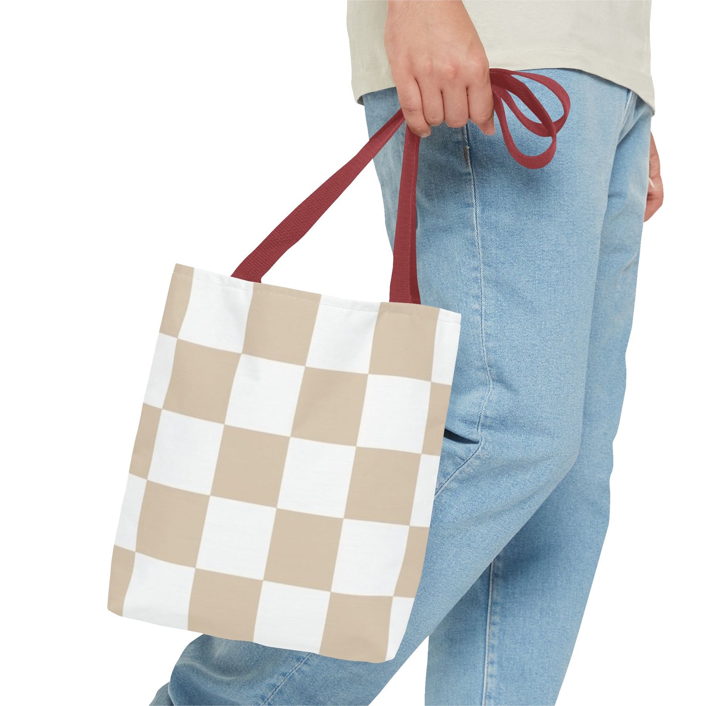 Tan Checkered All Over Print BRAND NEW Purse - Pocketbook - Travel Tote Bag