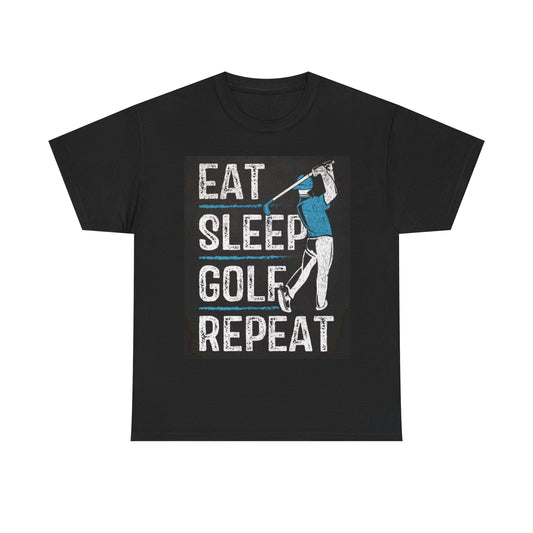 Eat Sleep Golf T shirt Golfing Gear Masters Unisex Heavy Cotton Tee