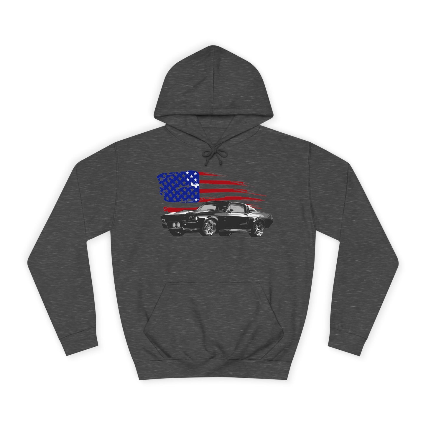 Mustang Hoodie Ford Vintage Retro American Flag Poster Unisex College Hoodie