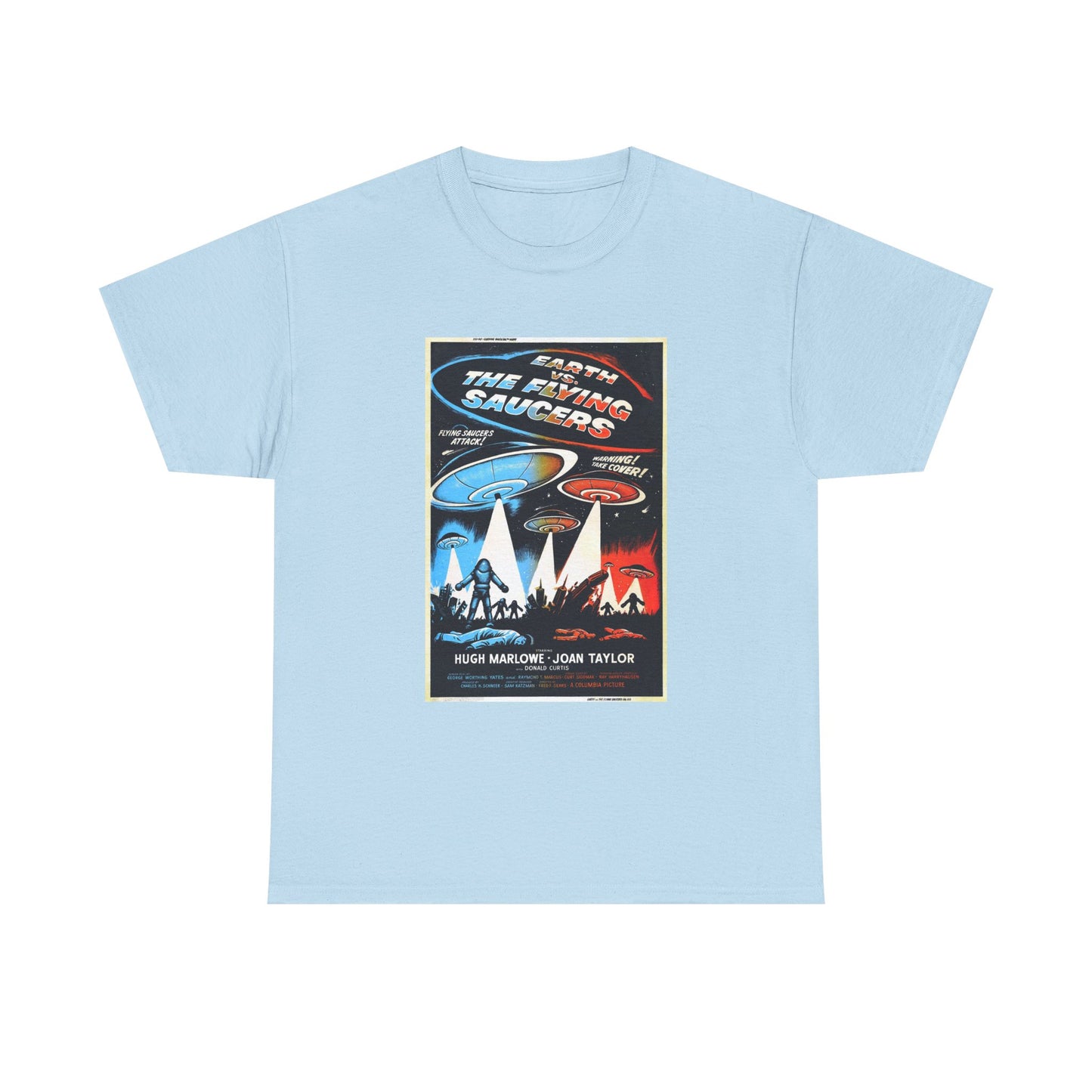 Earth vs Flying Saucers Tshirt Vintage Movie Poster Unisex Heavy Cotton Tee