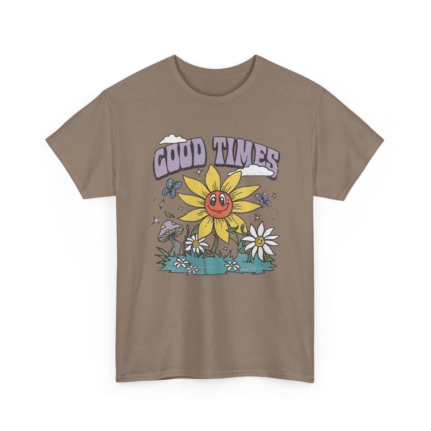 Good Times Sunflower Graphic T Shirt Unisex Heavy Cotton Tee