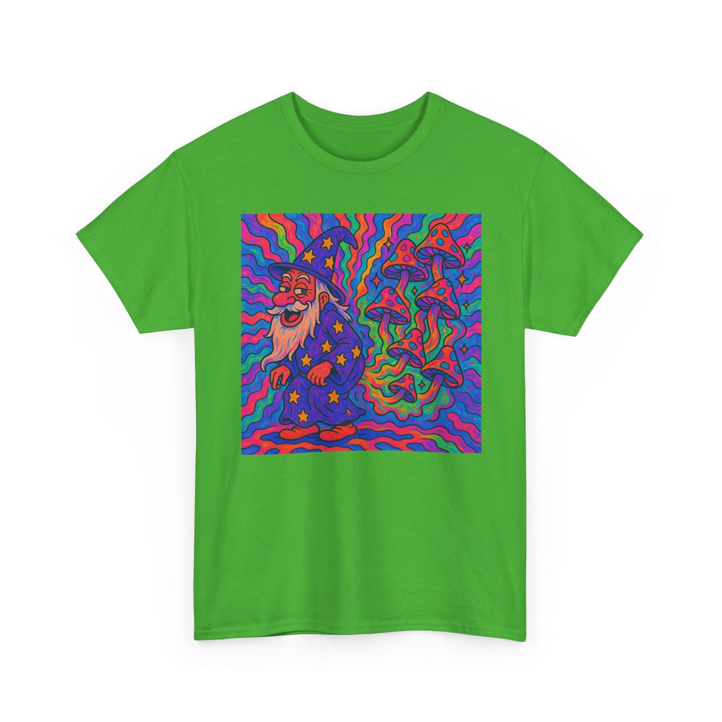 Wizard Farting Magic Mushrooms Graphic T Shirt Funny Unisex Heavy Cotton Tee