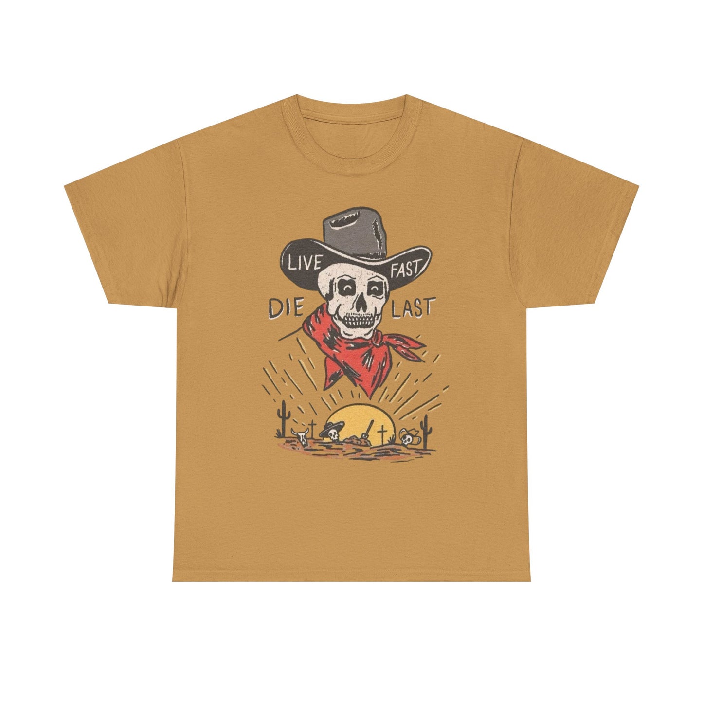 Live Fast Die Last Western Graphic T Shirt S-5XL NEW Unisex Heavy Cotton Tee