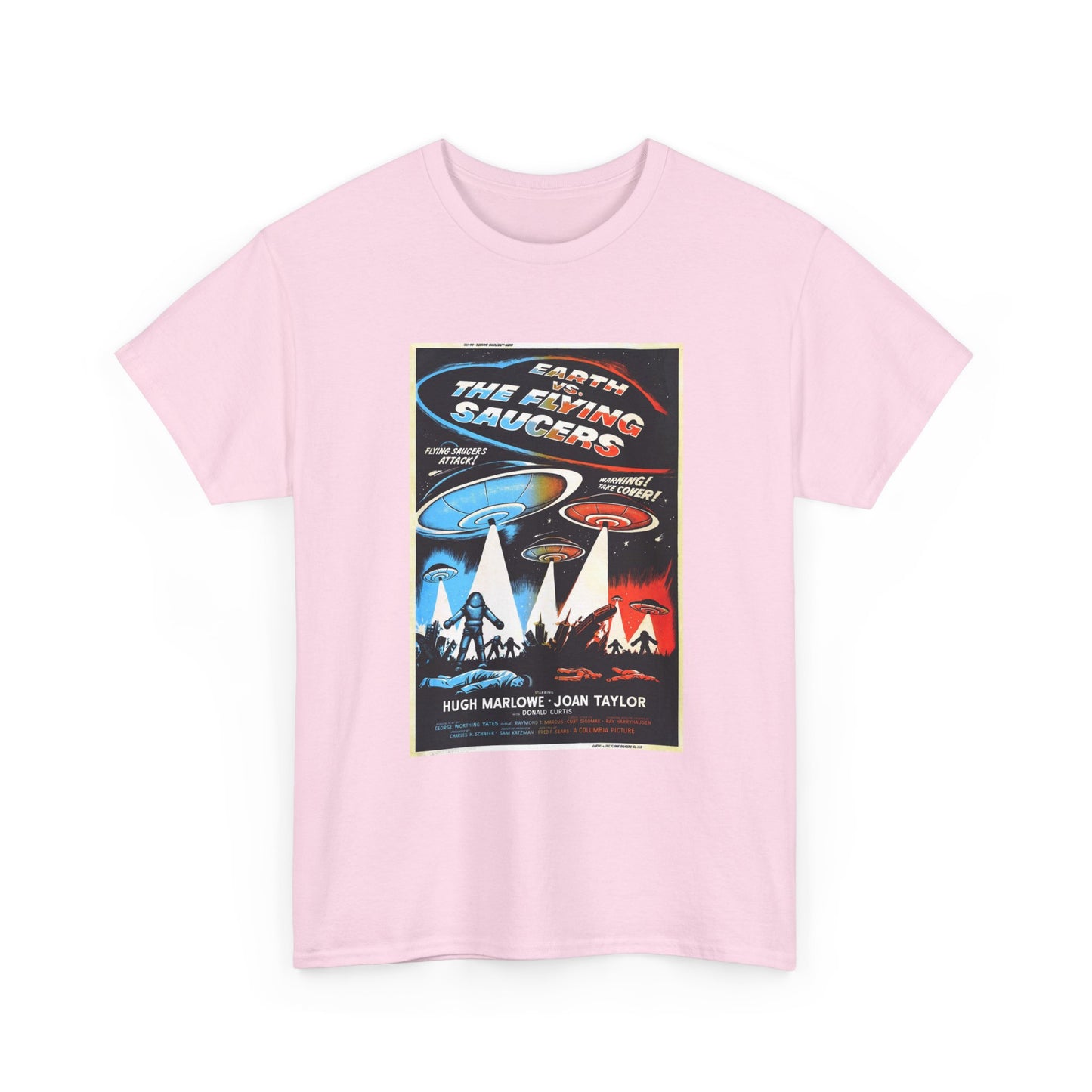 Earth vs Flying Saucers Tshirt Vintage Movie Poster Unisex Heavy Cotton Tee