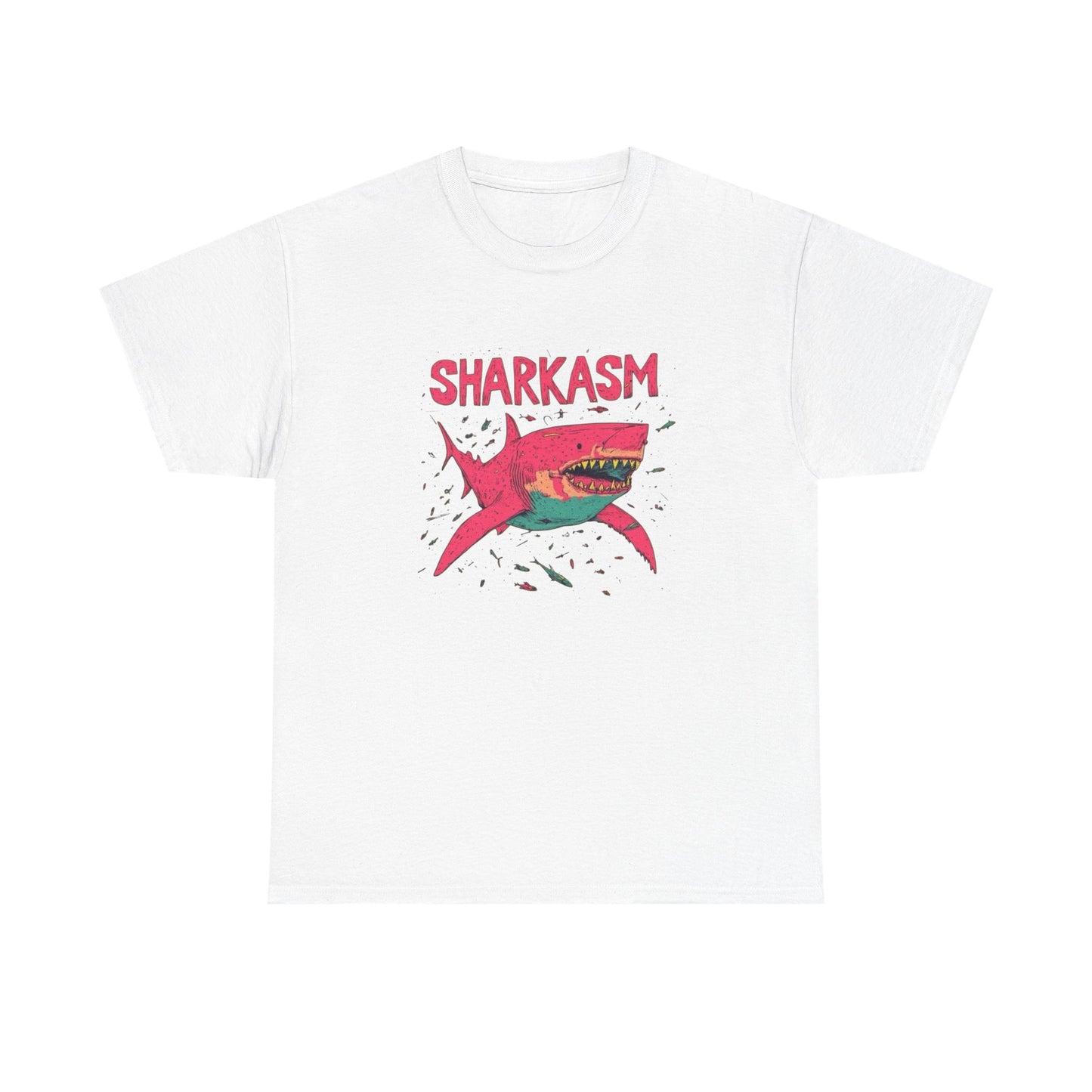 Sharkasm Funny Shark Week Graphic T Shirt NEW ADULT Unisex Heavy Cotton Tee