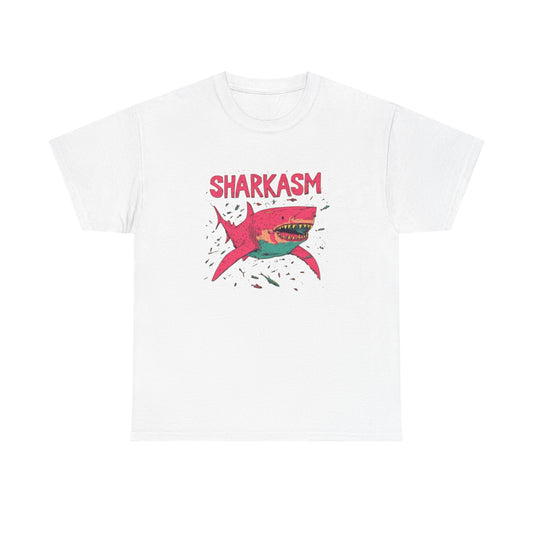 Sharkasm Funny Shark Week Graphic T Shirt NEW ADULT Unisex Heavy Cotton Tee