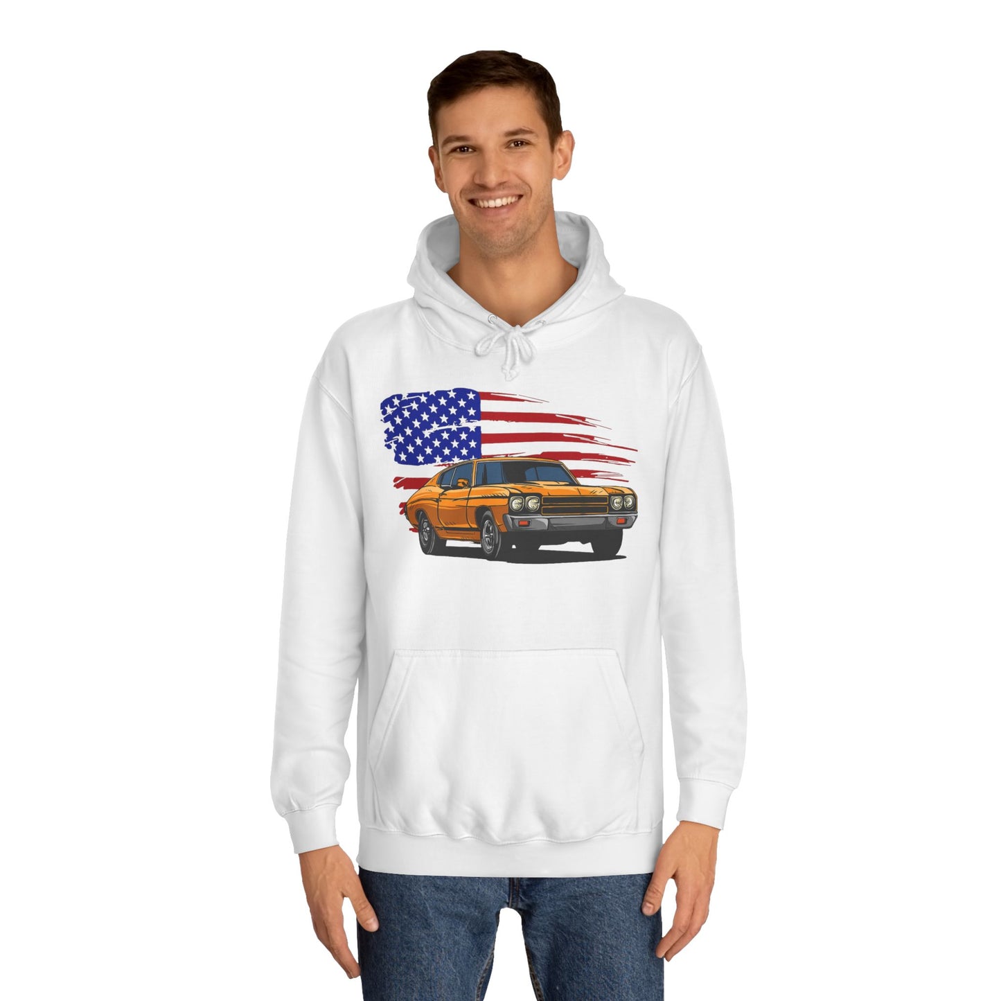 Chevelle Hoodie Retro Chevrolet Vintage Muscle Car American Flag Unisex Hoodie