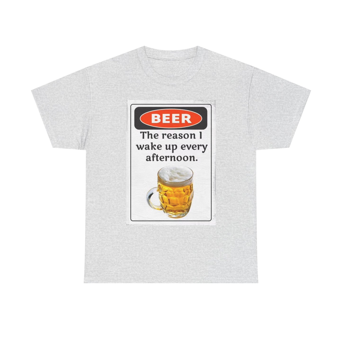 Beer The Reason I Wake Up Graphic T Shirt Funny Retro Gift Unisex Heavy Cotton