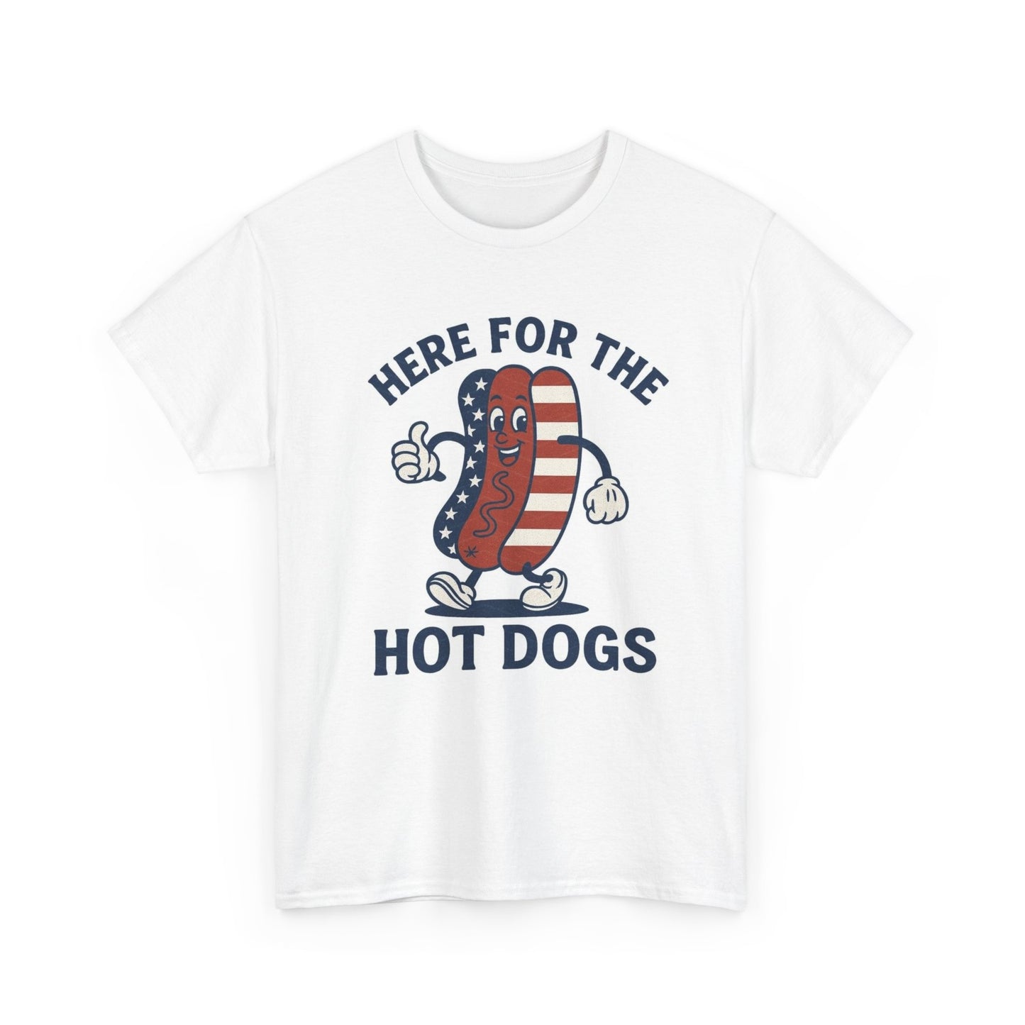 Here For The Hot Dogs Graphic T Shirt Men's Heavy Cotton Tee