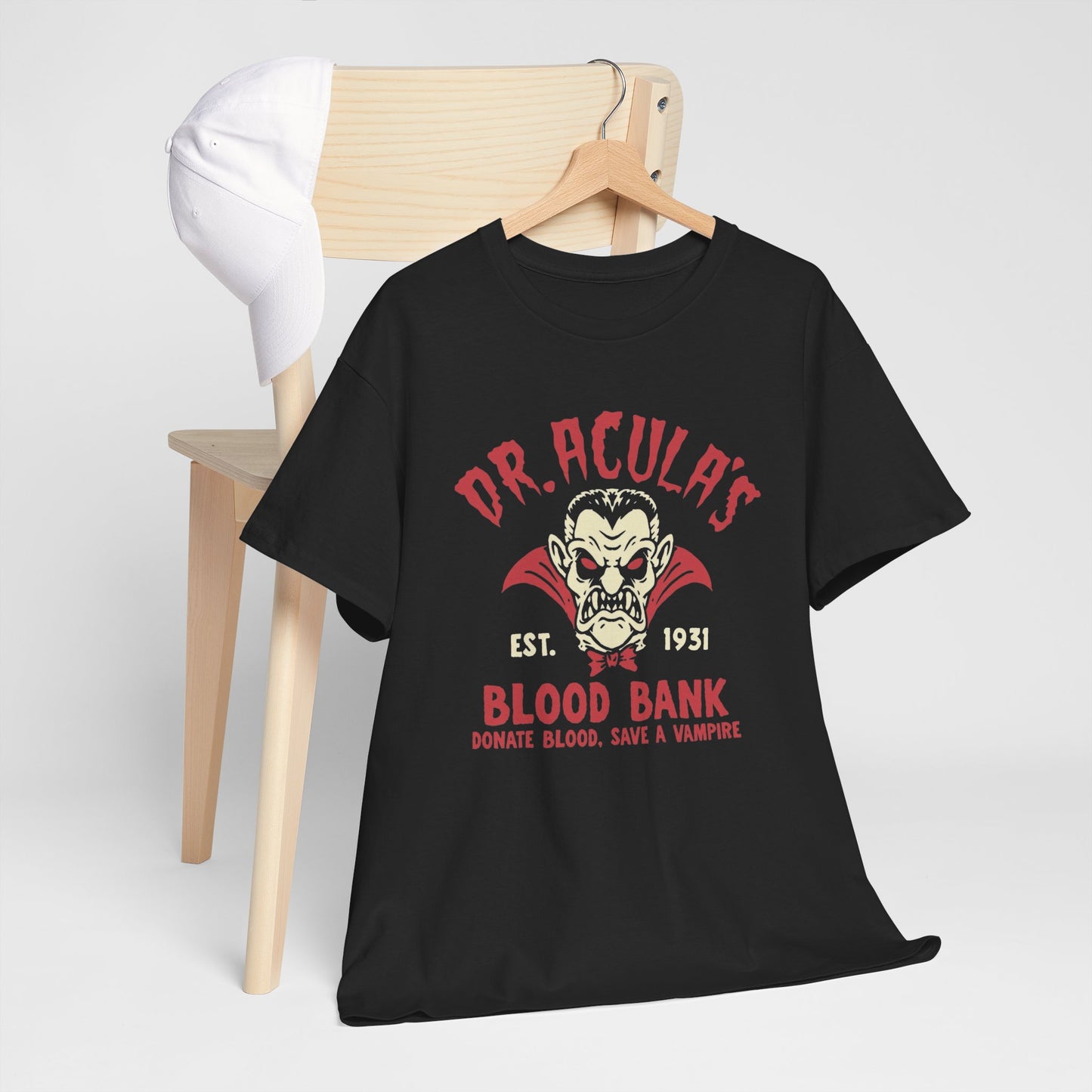 Draculas Blood Bank Graphic T Shirt NEW ADULT Unisex Heavy Cotton Tee