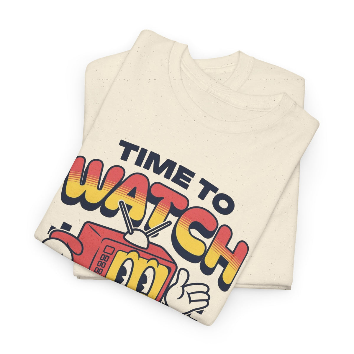 Time To Watch Tv Retro Graphic T Shirt Men's Heavy Cotton Tee