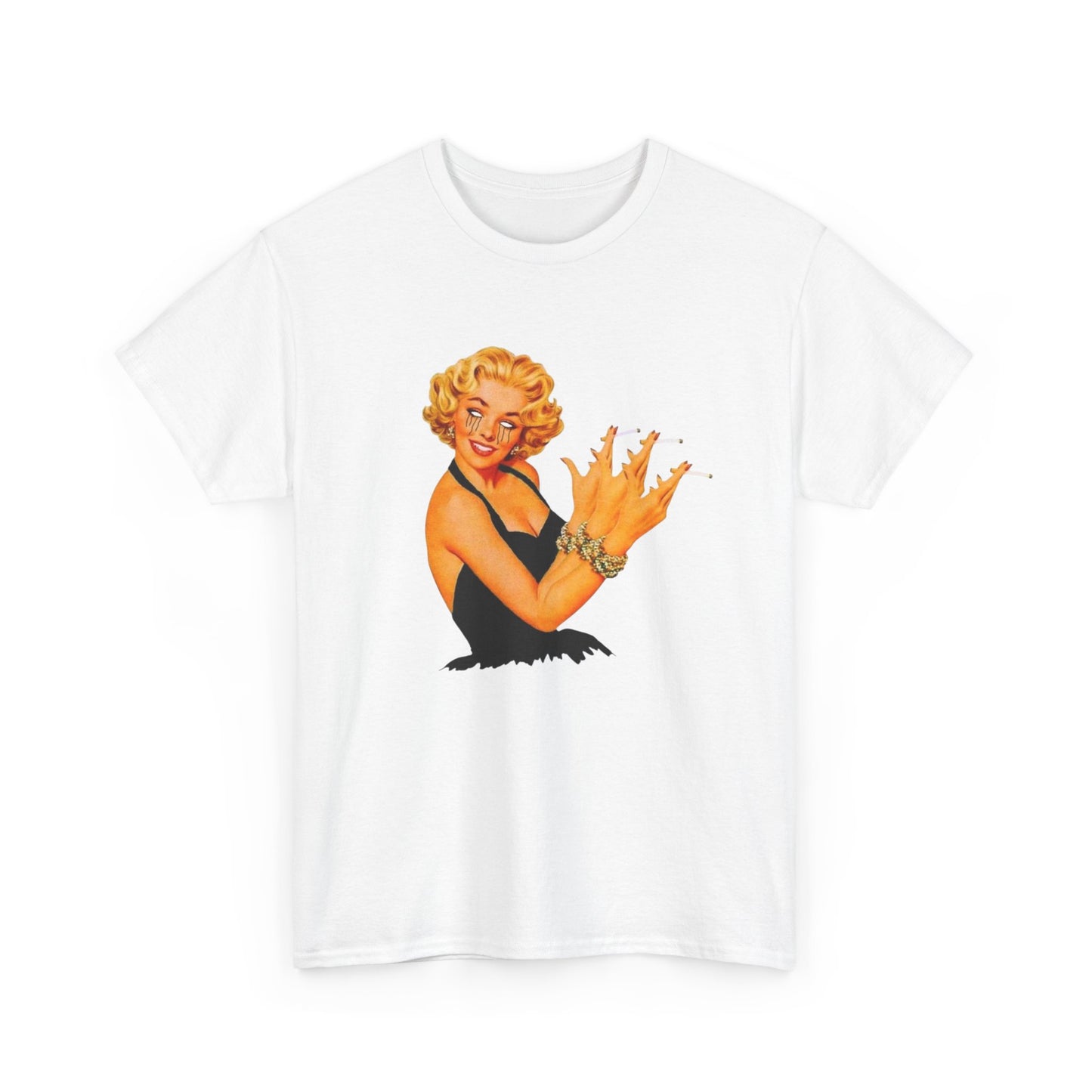 Pin Up Model Smoking Vintage Graphic T-Shirt Women's Heavy Comfy Cotton Tee