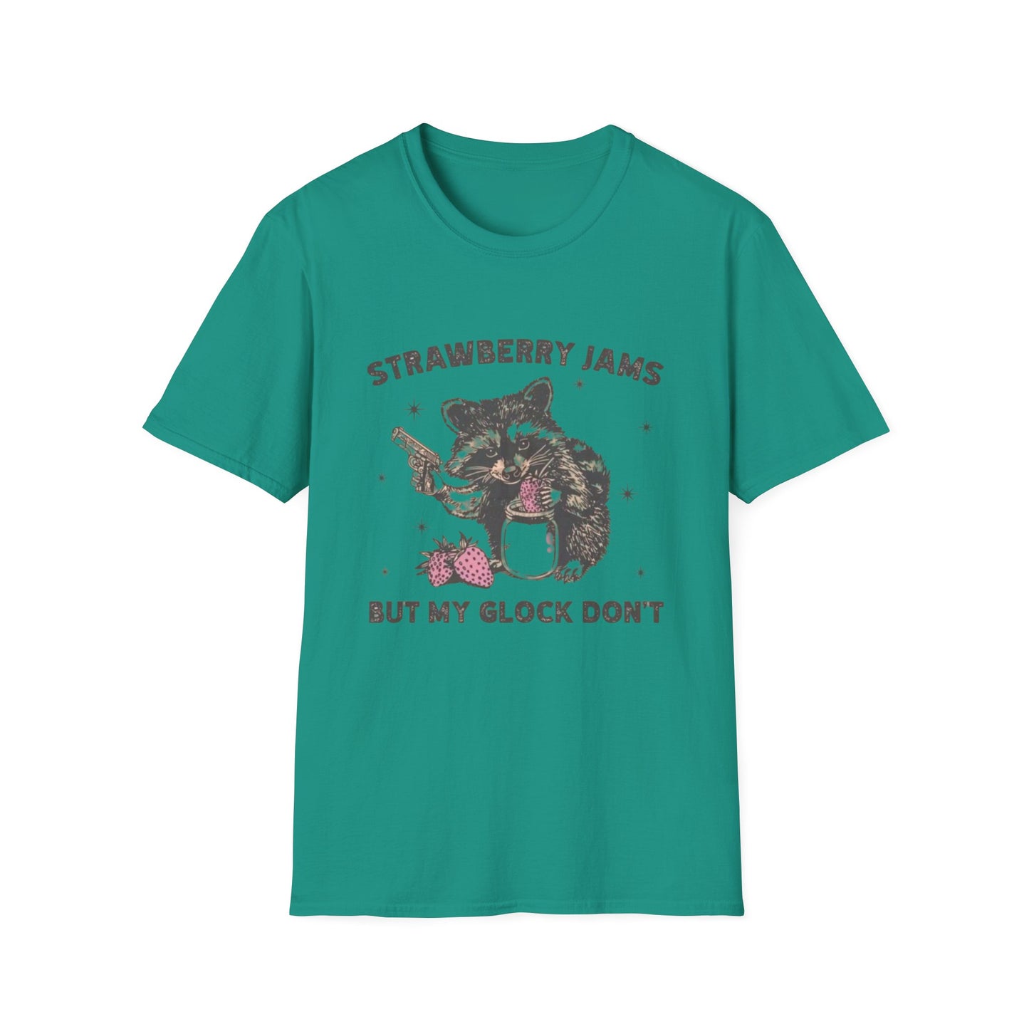 Strawberry Jams But My Glock Dont Graphic T Shirt Funny Joke Unisex Softstyle