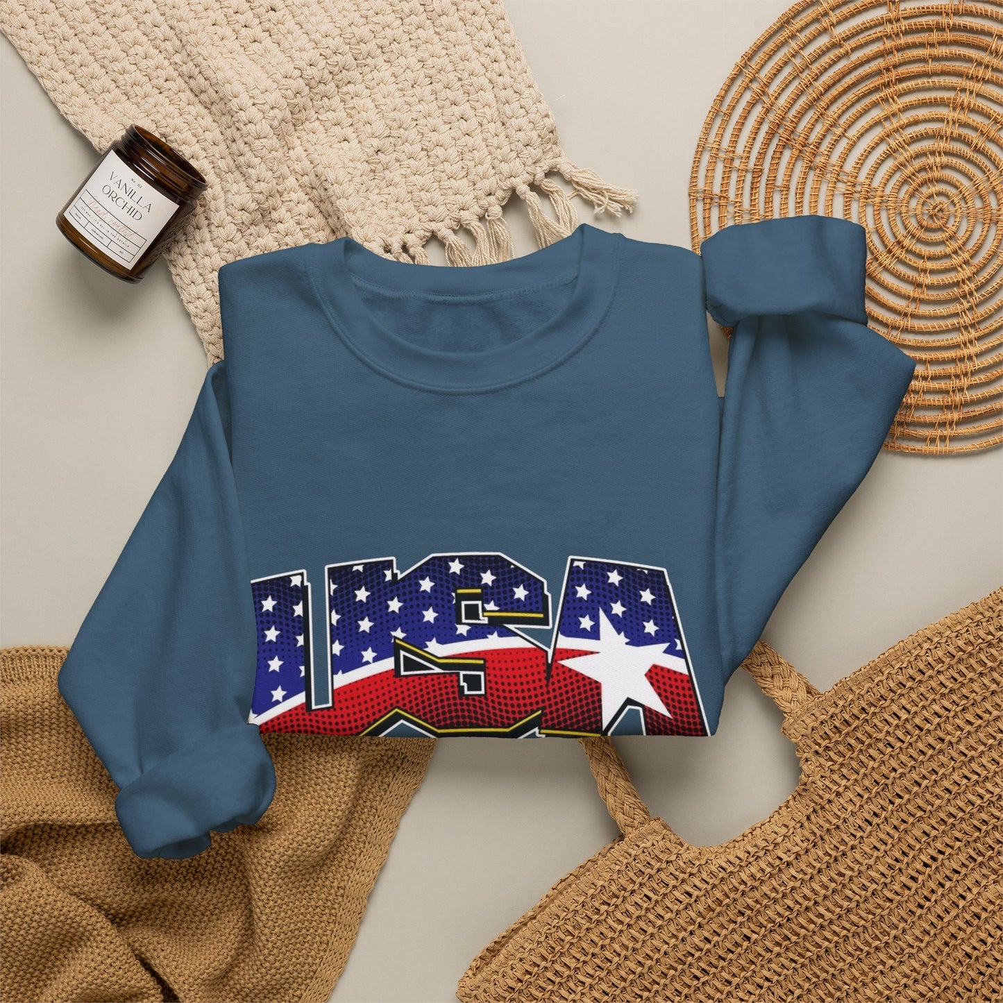USA American Flag Sweater NEW Unisex Heavy Blend™ Crewneck Sweatshirt