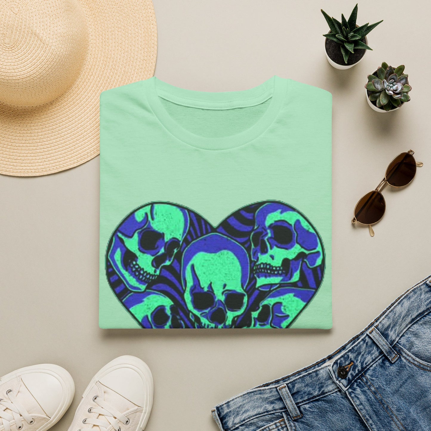 Death Heart Graphic T Shirt Retro Skeleton Unisex Softstyle T-Shirt
