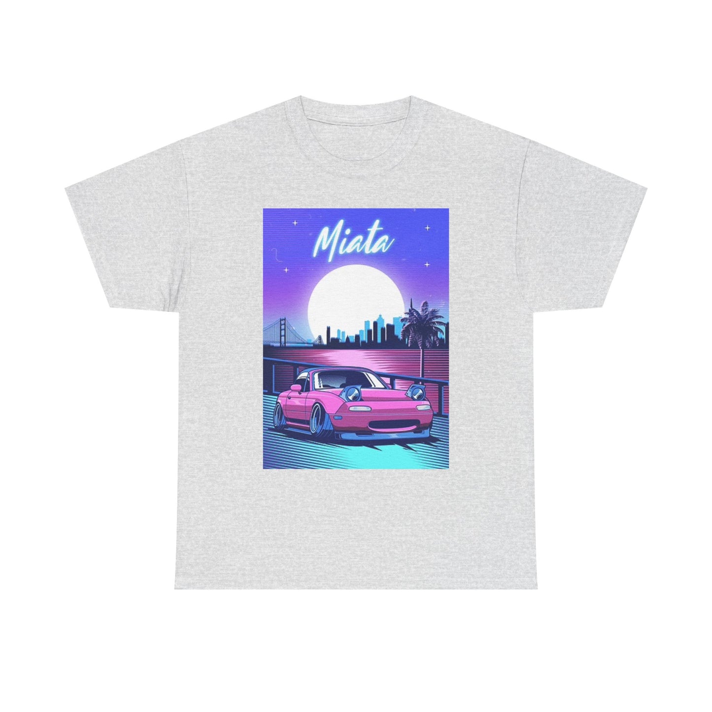Mazda Miata Graphic T Shirt Retro Neon Car Show Unisex Heavy Cotton Tee JDM